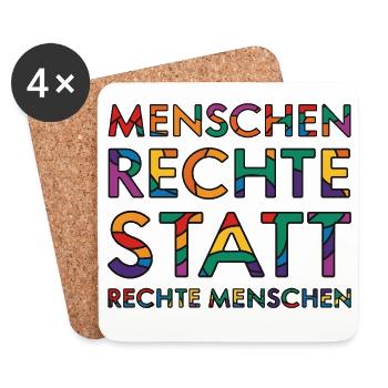 Menschenrechte Spruch für Aktivisten gegen rechts - Untersetzer (4er-Set) - Weiß - Vorne