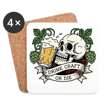 Stilvolles Bier - Hopfenkunst - Untersetzer (4er-Set) - Weiß - Vorne