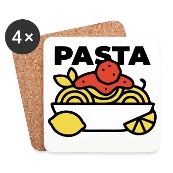 Bol de pâtes Spaghettis Italie Gourmet - Dessous de verre (lot de 4) - blanc - Devant