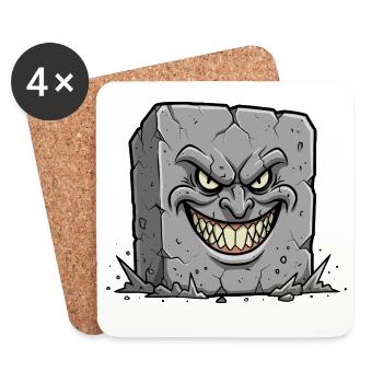 Grimace sombre de la pierre tombale de dessin animé - Dessous de verre (lot de 4) - blanc - Devant