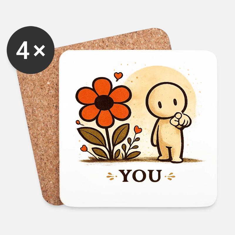 Der kleine Gedanke | YOU - Untersetzer (4er-Set) - Weiß