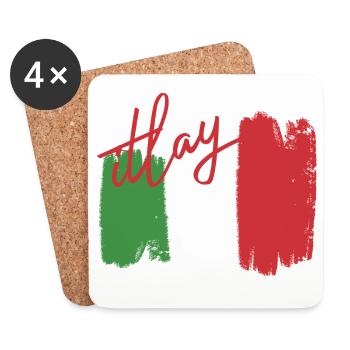 Drapeau italien - Dessous de verre (lot de 4) - blanc - Devant
