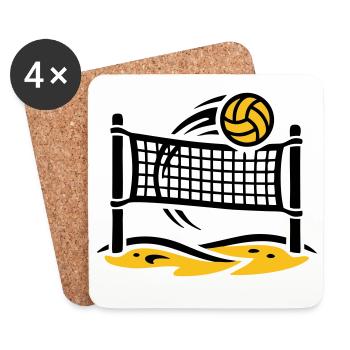 Filet de beach-volley-ball Tournoi du club de sports de plage - Dessous de verre (lot de 4) - blanc - Devant