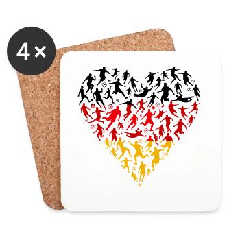 Fußball Herz Deutschland – Footballeur - Dessous de verre (lot de 4) - blanc - Devant