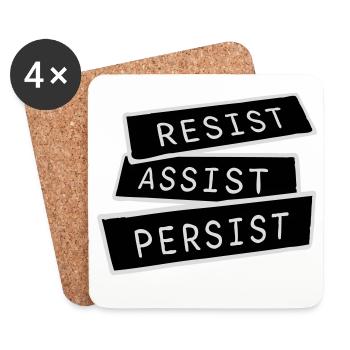 Resist Assist Persist Activism Motivation Logo - Coasters (set of 4) - white - Front