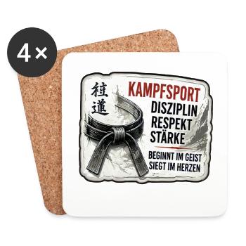 Kampfsport – Disziplin und Stärke - Untersetzer (4er-Set) - Weiß - Vorne