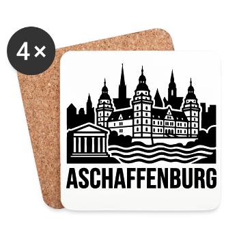 Aschaffenburg Silhouette Wahrzeichen - Untersetzer (4er-Set) - Weiß - Vorne