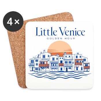 Mykonos Little Venice Golden Hour Travel Design - Dessous de verre (lot de 4) - blanc - Devant