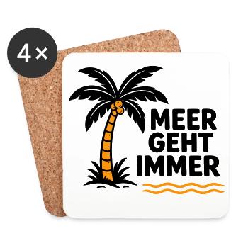 Orangen Palme am Meer - Untersetzer (4er-Set) - Weiß - Vorne