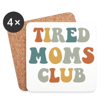 Typographie rétro du Tired Moms Club - Dessous de verre (lot de 4) - blanc - Devant