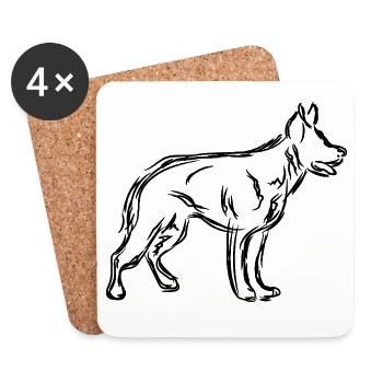 Deutscher Schäferhund Skizze - Untersetzer (4er-Set) - Weiß - Vorne