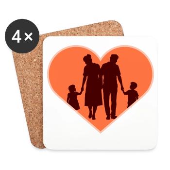 Familie Silhouette Liebe Kinder Eltern Mama Papa - Untersetzer (4er-Set) - Weiß - Vorne