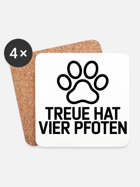 Treuepfote Vier Pfoten Motiv - Untersetzer (4er-Set) - Weiß