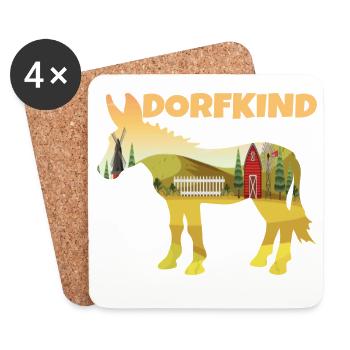 Esel Dorfkind Bauer Landwirt - Untersetzer (4er-Set) - Weiß - Vorne