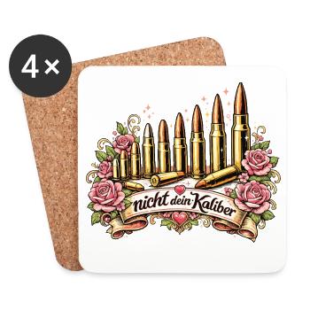 Nicht dein Kaliber – Kugeln & Rosen Design - Untersetzer (4er-Set) - Weiß - Vorne