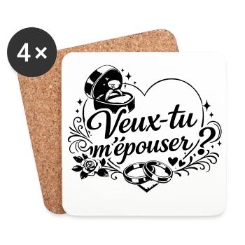 veux_tu_m-pouser - Dessous de verre (lot de 4) - blanc - Devant