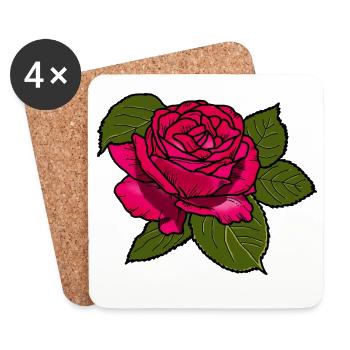 Rose - Dessous de verre (lot de 4) - blanc - Devant