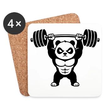 Starker Panda hebt schwere Hantel - Untersetzer (4er-Set) - Weiß - Vorne