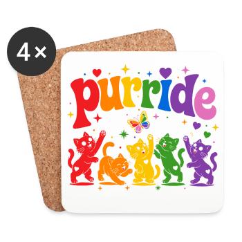 Purrride Rainbow Cat Festival - Coasters (set of 4) - white - Front