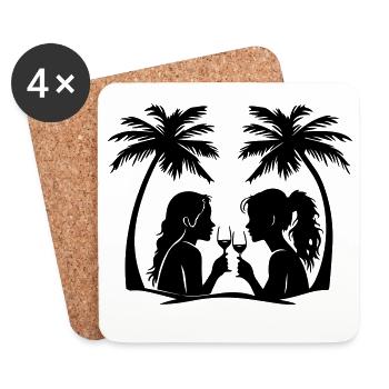 Icône du palmier HolidayWomen - Dessous de verre (lot de 4) - blanc - Devant