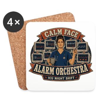 Calm face at Alarm Orchestra - Coasters (set of 4) - white - Front