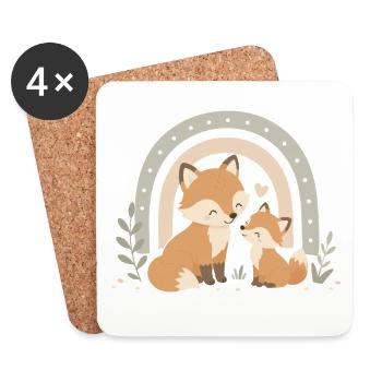 Fox & Child – Boho Rainbow Family Love - Coasters (set of 4) - white - Front