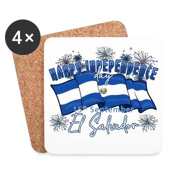 Happy Independence El Salvador Salvadoran Flag - Coasters (set of 4) - white - Front