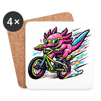 Neon Axolotl auf dem Bike - Untersetzer (4er-Set) - Weiß - Vorne