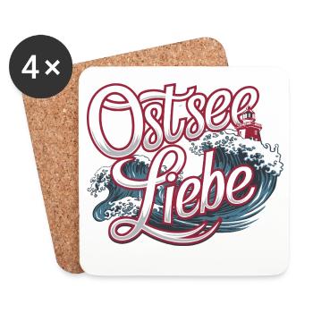  Ostsee Liebe Maritimes Motiv Mit Leuchtturm Und - Untersetzer (4er-Set) - Weiß - Vorne