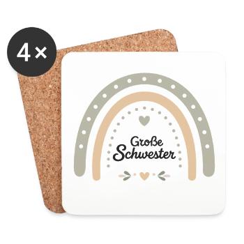 Boho Regenbogen | Schwester | Geschwisterdesign - Untersetzer (4er-Set) - Weiß - Vorne