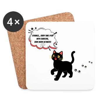 Dunkelmodus Katze Spruch - Untersetzer (4er-Set) - Weiß - Vorne