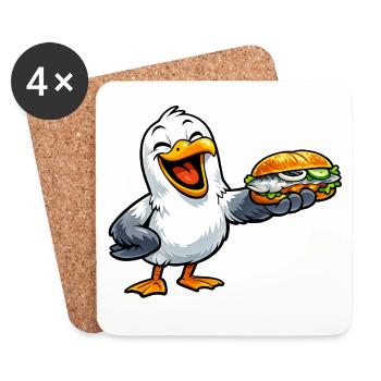Mouette avec poisson - Dessous de verre (lot de 4) - blanc - Devant