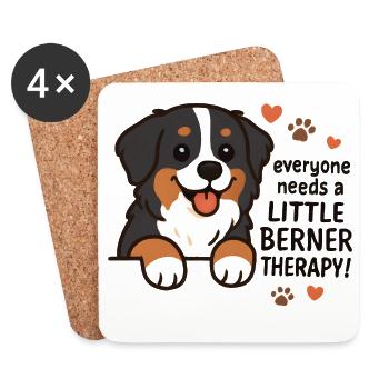 Chien de montagne bernois Petit Berner Humour de chien de thérapie - Dessous de verre (lot de 4) - blanc - Devant