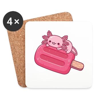 Mignon axolotl qui se détend sur de la glace rouge - Dessous de verre (lot de 4) - blanc - Devant