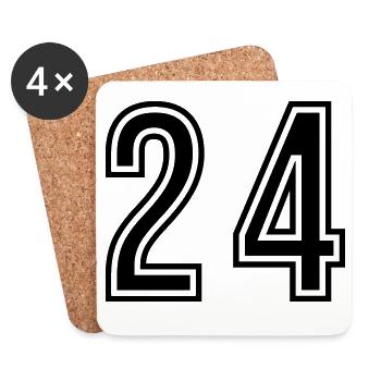 24 Symbole numérique - Dessous de verre (lot de 4) - blanc - Devant