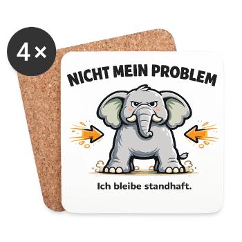 Nicht mein Problem – standhafter Elefant - Untersetzer (4er-Set) - Weiß - Vorne