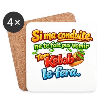 Conduite et kebab: humour explosif pilote malade - Dessous de verre (lot de 4) - blanc - Devant
