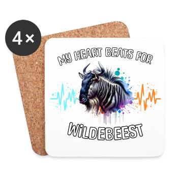 Gnu Herzlinie - Untersetzer (4er-Set) - Weiß - Vorne