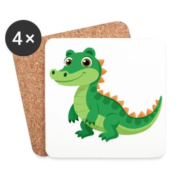 Bébé alligator - Dessous de verre (lot de 4) - blanc - Devant