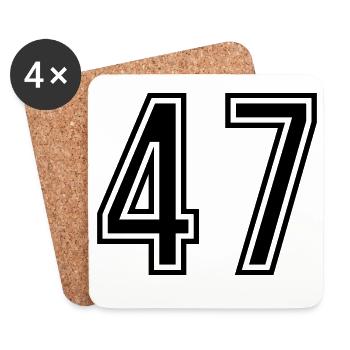 47 Symbole numérique - Dessous de verre (lot de 4) - blanc - Devant