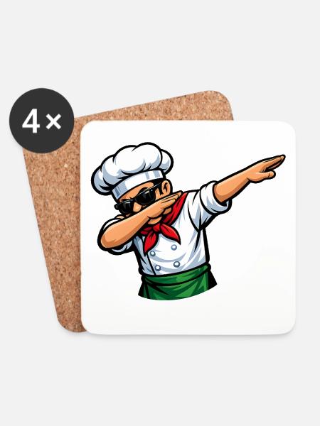 Dabbing Italienischer Pizzabäcker - Untersetzer (4er-Set) - Weiß