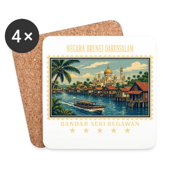 Brunei Bandar Seri Begawan Vintage Reisemarke - Untersetzer (4er-Set) - Weiß - Vorne