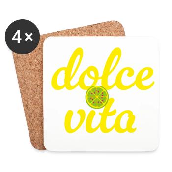 Dolce Vita Yellow Lime Lemon Italy Summer - Coasters (set of 4) - white - Front