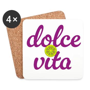 Dolce Vita Limette Quote Italien Lebensfreude Fun - Untersetzer (4er-Set) - Weiß - Vorne