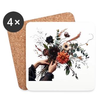 Nocturnal bouquet of dahlias - Coasters (set of 4) - white - Front