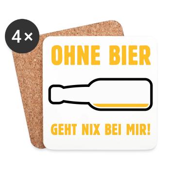 Ohne Bier Geht Nix Bei Mir! (Bierchen / NEG 3C) - Untersetzer (4er-Set) - Weiß - Vorne