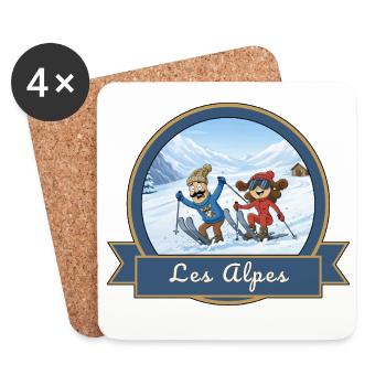 Kek & Ina dans les Alpes - Souvenir de France - Dessous de verre (lot de 4) - blanc - Devant