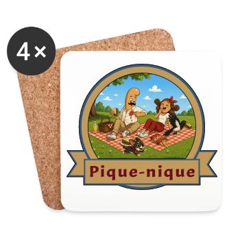 Pique-nique de Kek & Ina  - gag de la vie - Dessous de verre (lot de 4) - blanc - Devant