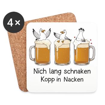 Not Long Schnaken Kopp In Neck Beer Seagulls - Untersetzer (4er-Set) - Weiß - Vorne