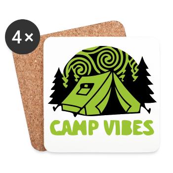 Zelt Camp Vibes Logo - Untersetzer (4er-Set) - Weiß - Vorne